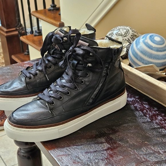 Brusque Unisex Soft Leather High-Tops, Black, EU 40 (US M-7; W-9) - Picture 3 of 16